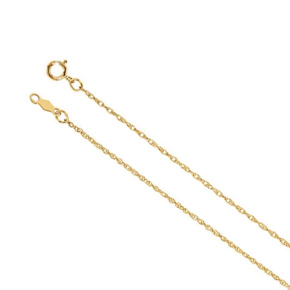 1mm 14k Yellow Gold Solid Loose Rope Chain Necklace, 16 Inch - Picture 1 of 4